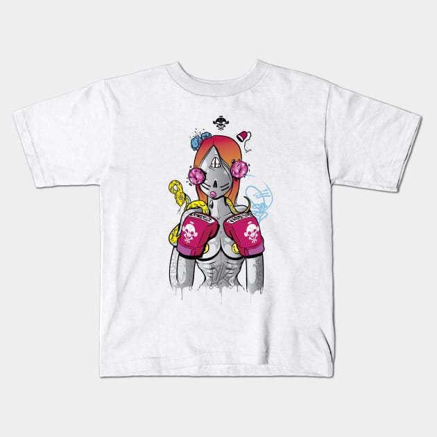 Boxeadora Kids T-Shirt by cereso monky